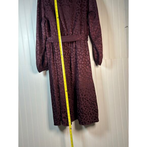 Lane Bryant Leopard Surplice Jacquard Faux Belted burgundy Midi Dress 20 party - Picture 4 of 11